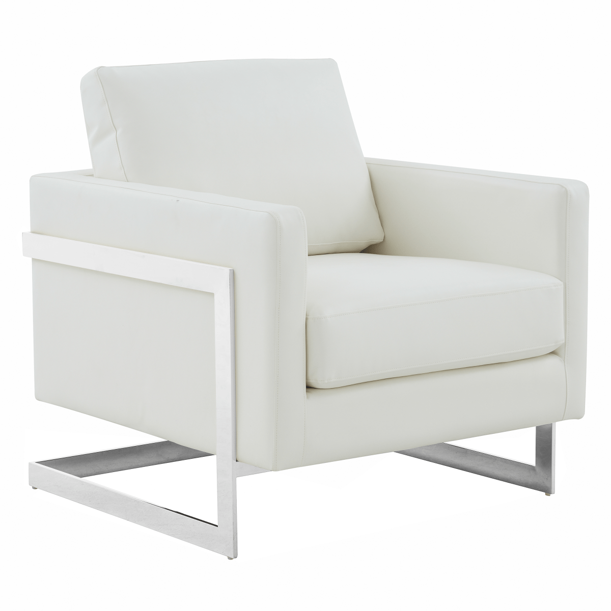 Lincoln Modern Upholstered in Fabric Single Seater Sofa With Gold/Black/White Metal Frame Leather Silver White Sofa Leisuremod