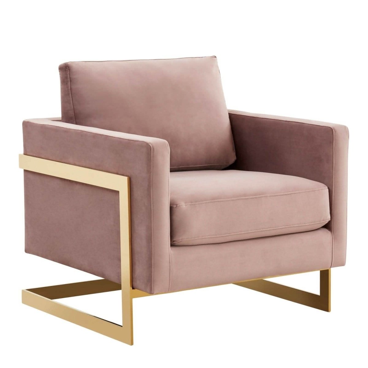 Lincoln Modern Upholstered in Fabric Single Seater Sofa With Gold/Black/White Metal Frame Velvet Gold Dark Grey Sofa Leisuremod
