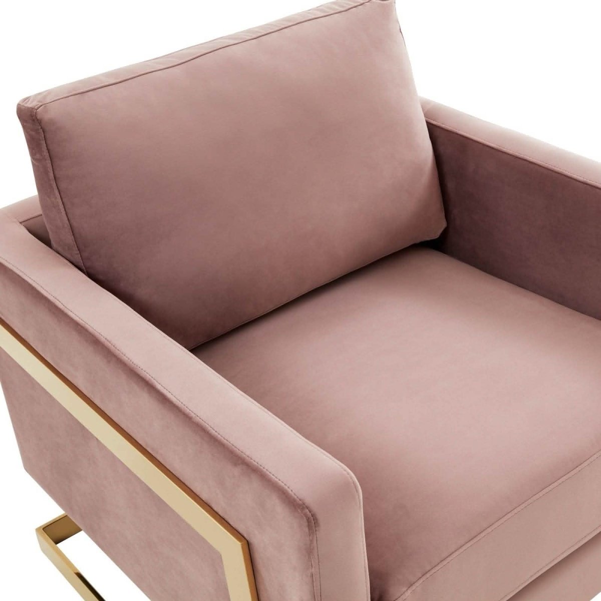 Lincoln Modern Upholstered in Fabric Single Seater Sofa With Gold/Black/White Metal Frame Velvet Gold Dark Grey Sofa Leisuremod