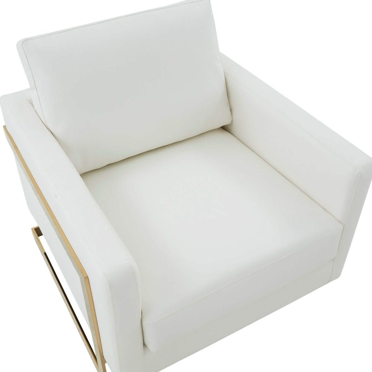 Lincoln Modern Upholstered in Fabric Single Seater Sofa With Gold/Black/White Metal Frame Leather Gold White Sofa Leisuremod
