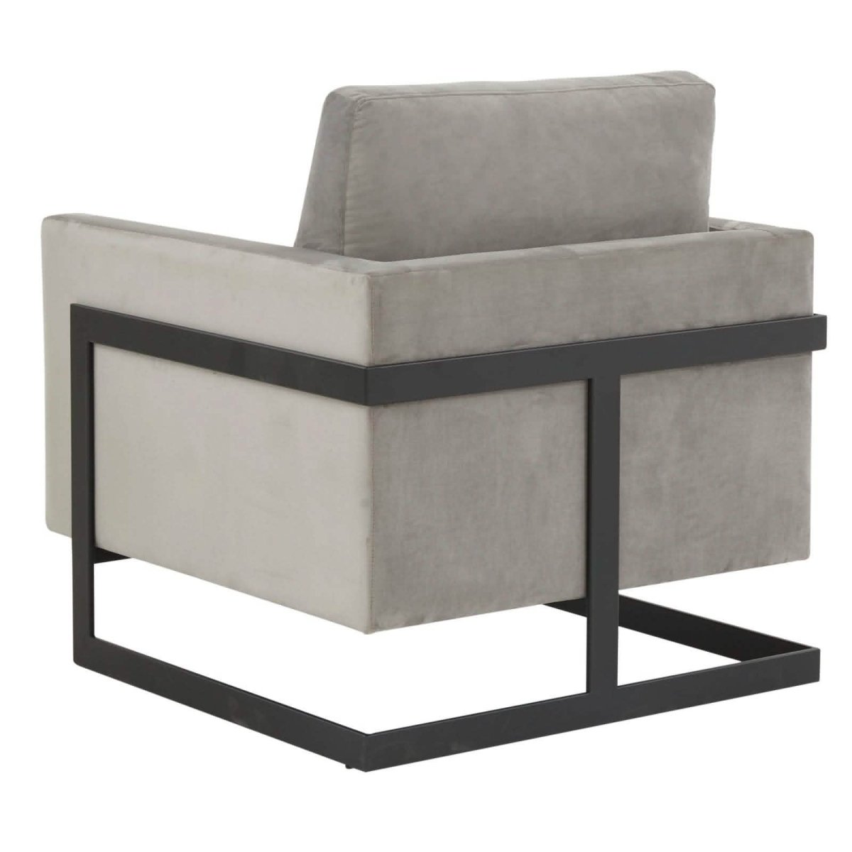 Lincoln Modern Upholstered in Fabric Single Seater Sofa With Gold/Black/White Metal Frame Velvet Black Light Grey Sofa Leisuremod