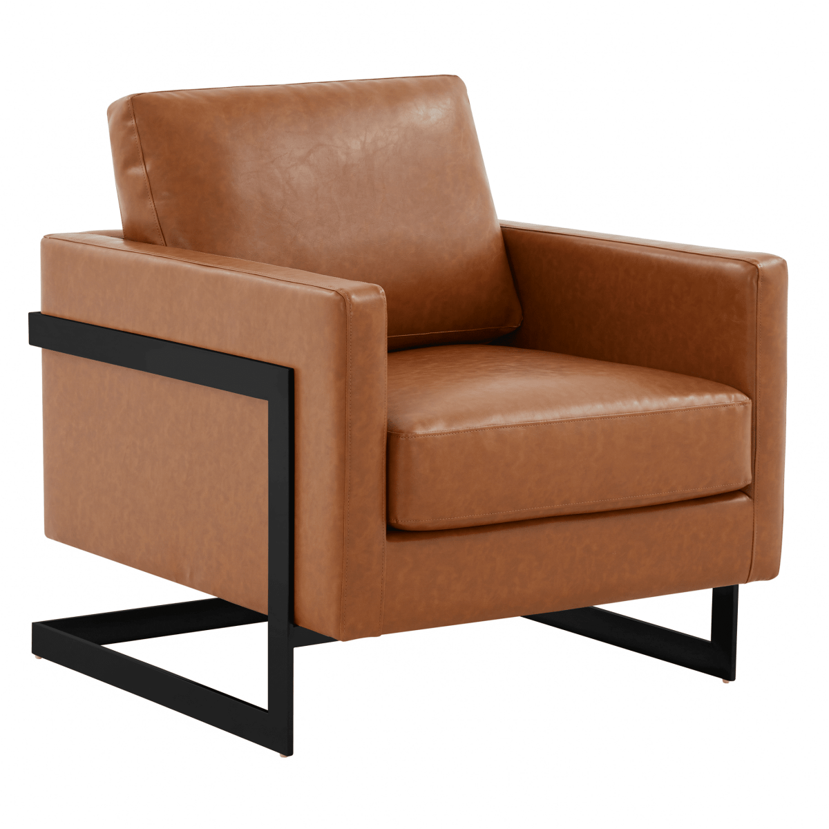 Lincoln Modern Upholstered in Fabric Single Seater Sofa With Gold/Black/White Metal Frame Leather Black Brown Sofa Leisuremod