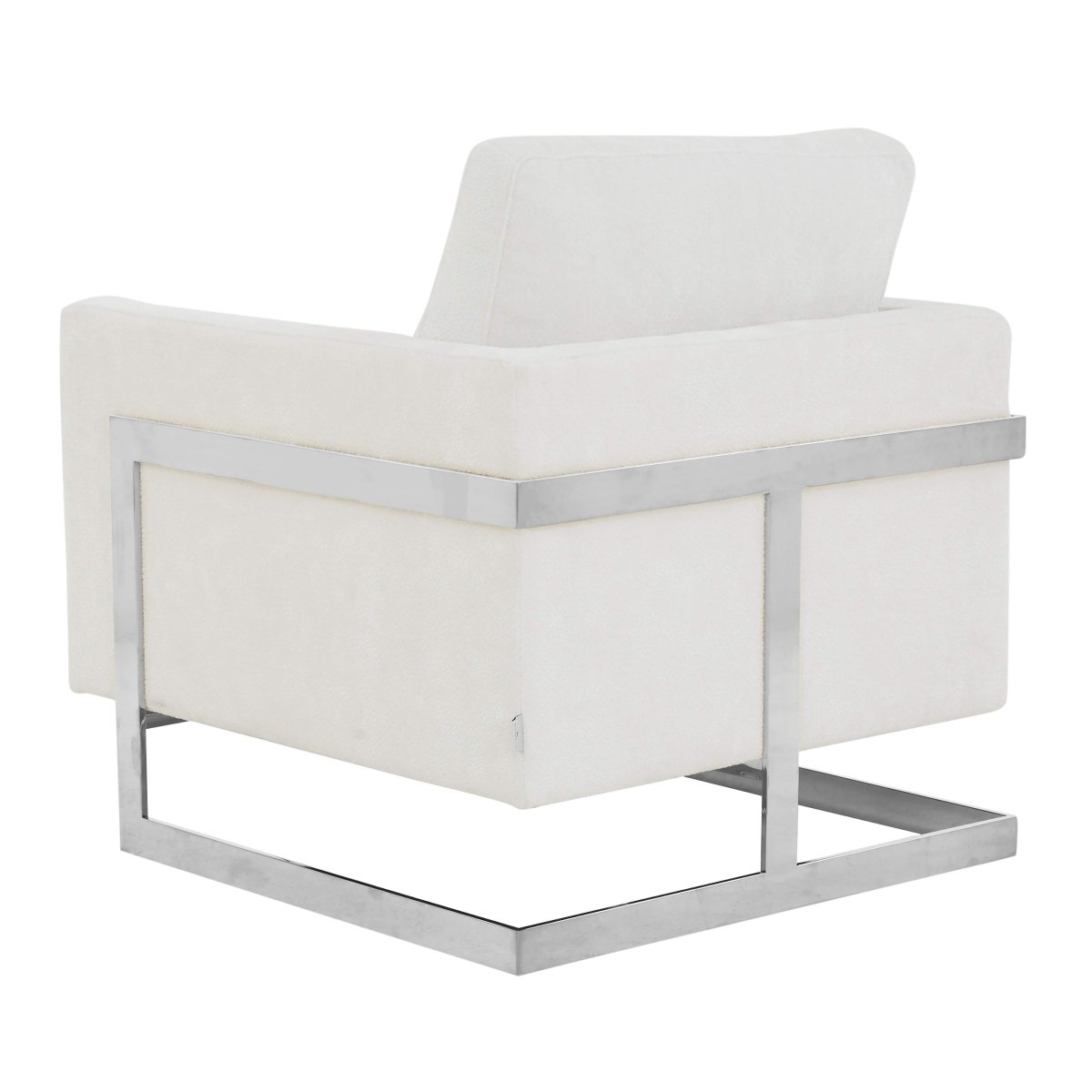 Lincoln Modern Upholstered in Fabric Single Seater Sofa With Gold/Black/White Metal Frame Boucle Silver White Sofa Leisuremod
