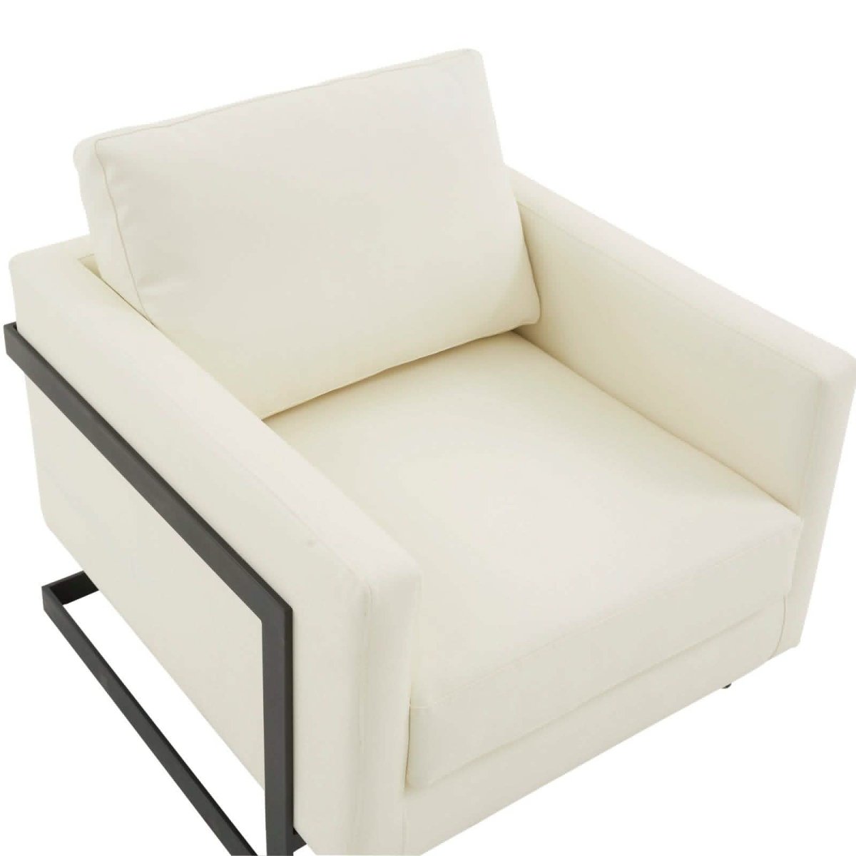 Lincoln Modern Upholstered in Fabric Single Seater Sofa With Gold/Black/White Metal Frame Leather Black White Sofa Leisuremod