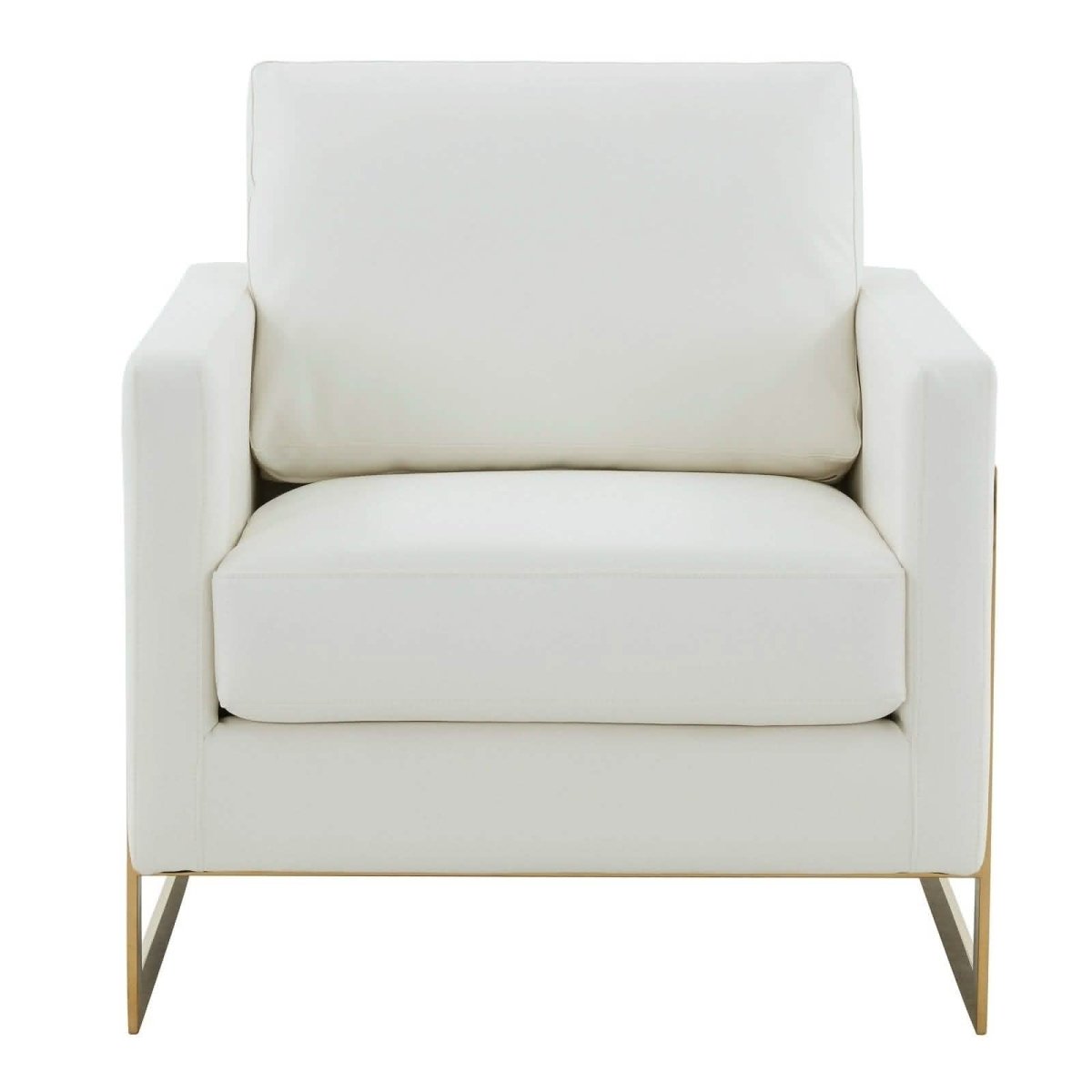 Lincoln Modern Upholstered in Fabric Single Seater Sofa With Gold/Black/White Metal Frame Leather Gold White Sofa Leisuremod