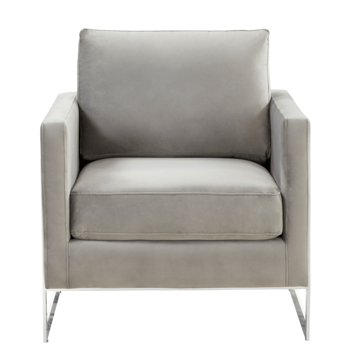 Lincoln Modern Upholstered in Fabric Single Seater Sofa With Gold/Black/White Metal Frame Boucle Silver Blue Sofa Leisuremod