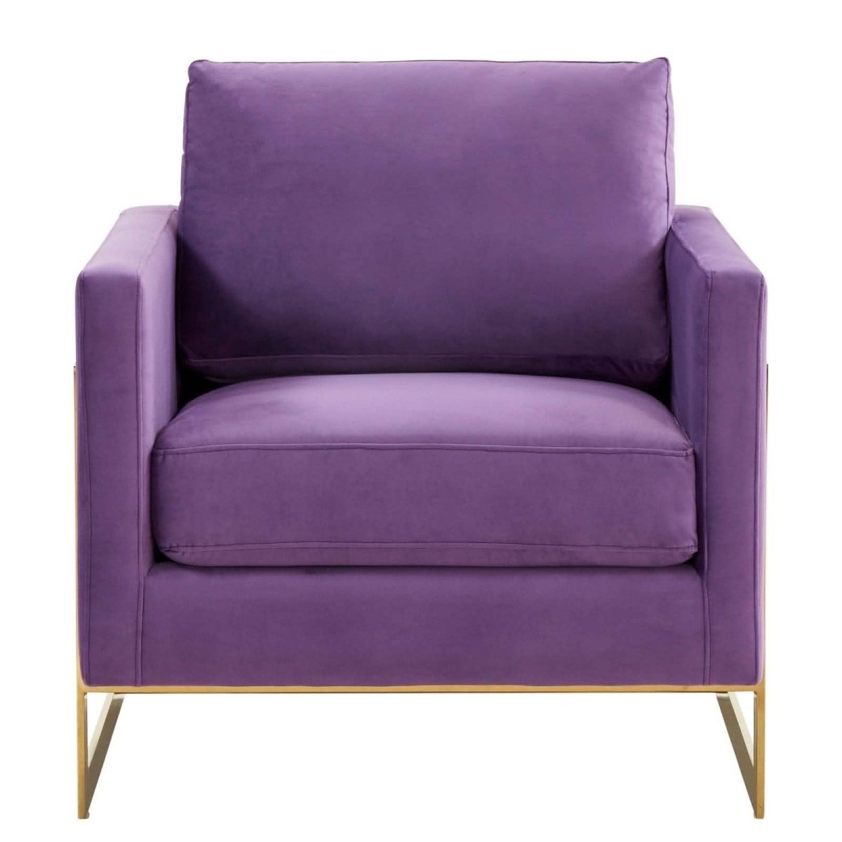 Lincoln Modern Upholstered in Fabric Single Seater Sofa With Gold/Black/White Metal Frame Velvet Gold Dark Grey Sofa Leisuremod