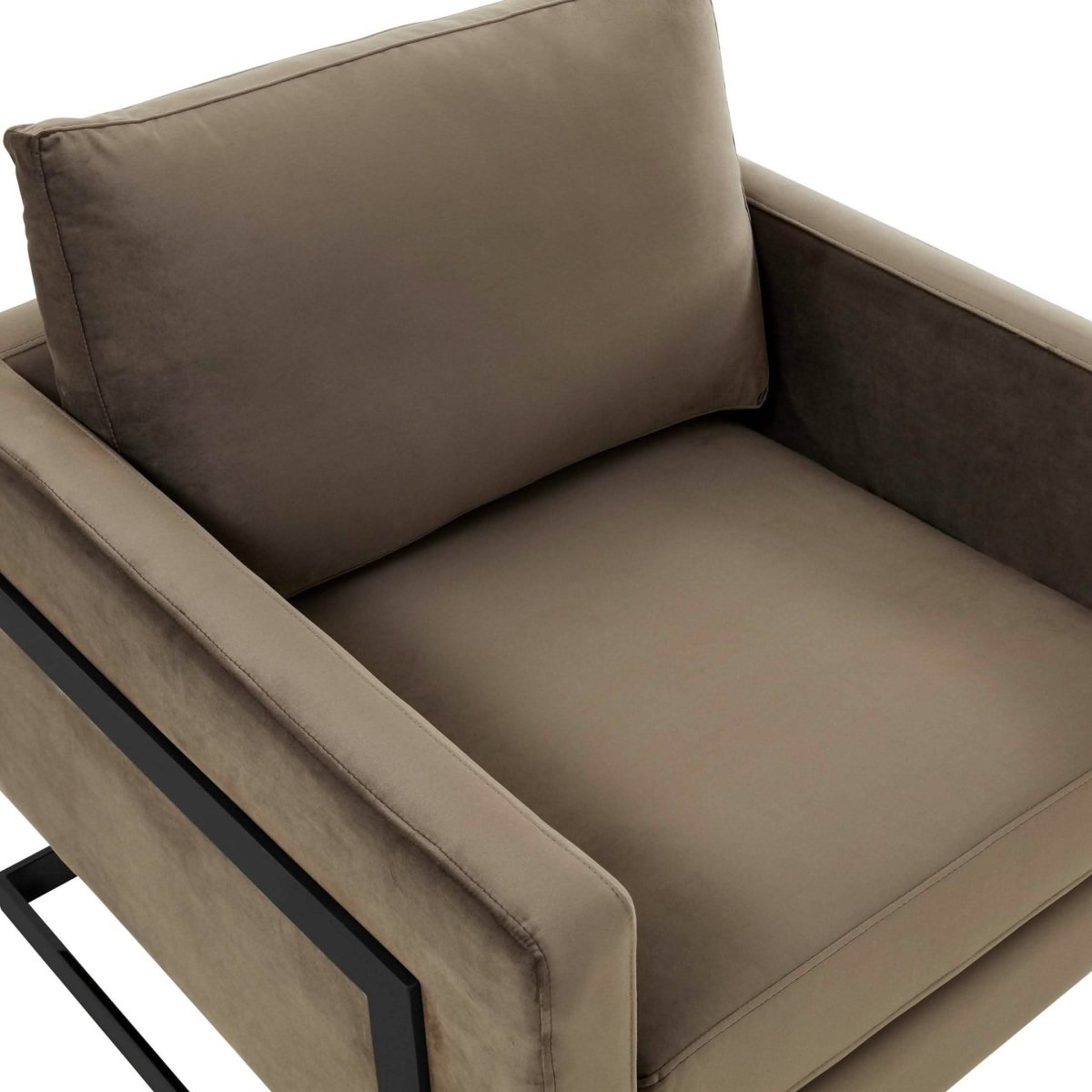 Lincoln Modern Upholstered in Fabric Single Seater Sofa With Gold/Black/White Metal Frame Velvet Gold Light Grey Sofa Leisuremod