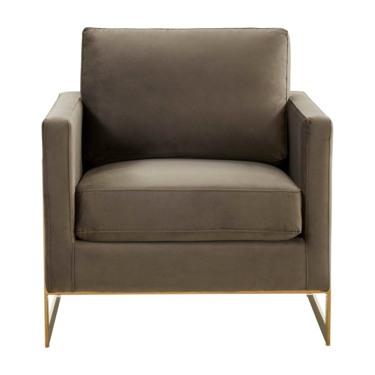 Lincoln Modern Upholstered in Fabric Single Seater Sofa With Gold/Black/White Metal Frame Velvet Gold Dark Grey Sofa Leisuremod