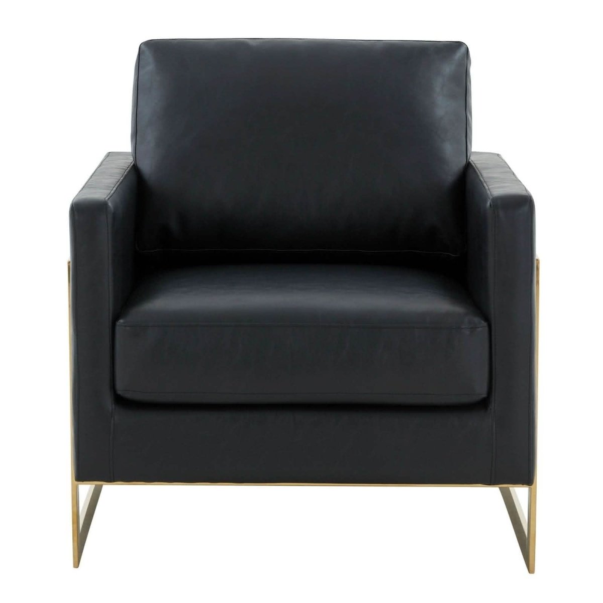 Lincoln Modern Upholstered in Fabric Single Seater Sofa With Gold/Black/White Metal Frame Leather Gold Black Sofa Leisuremod