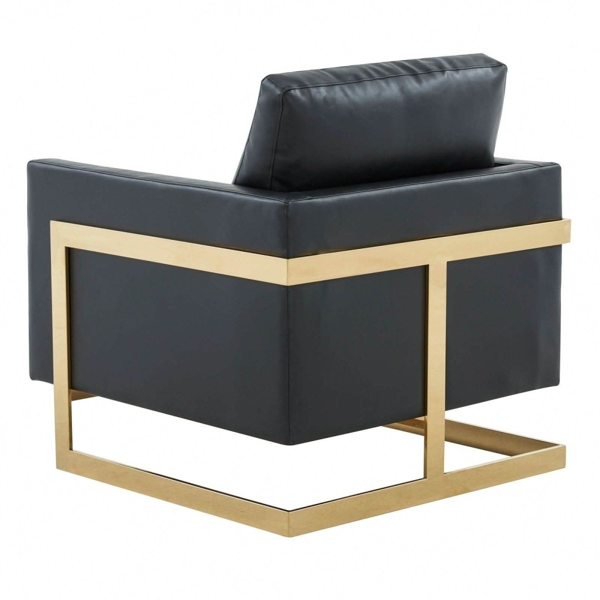 Lincoln Modern Upholstered in Fabric Single Seater Sofa With Gold/Black/White Metal Frame Leather Gold Black Sofa Leisuremod
