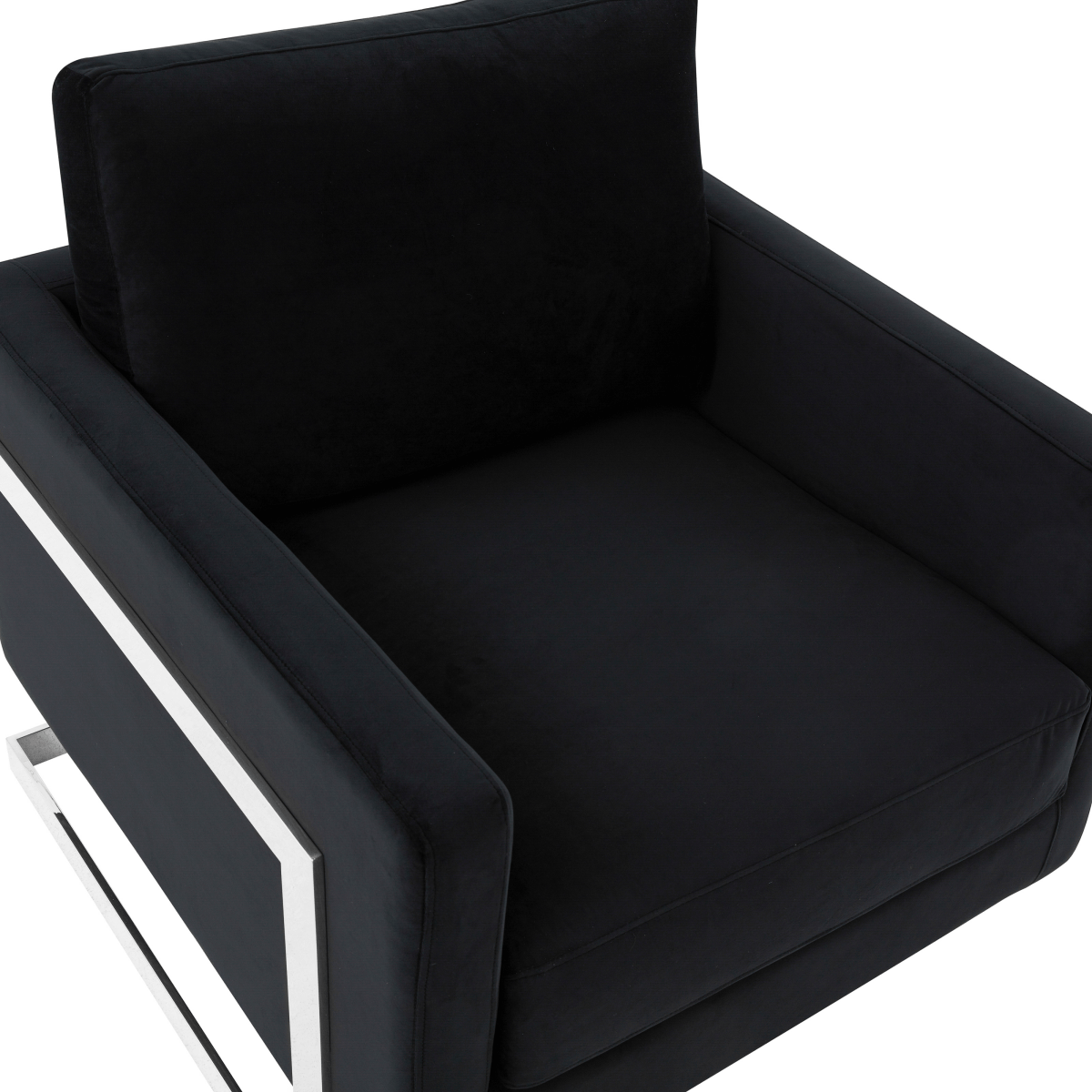 Lincoln Modern Upholstered in Fabric Single Seater Sofa With Gold/Black/White Metal Frame Leather Silver Black Sofa Leisuremod