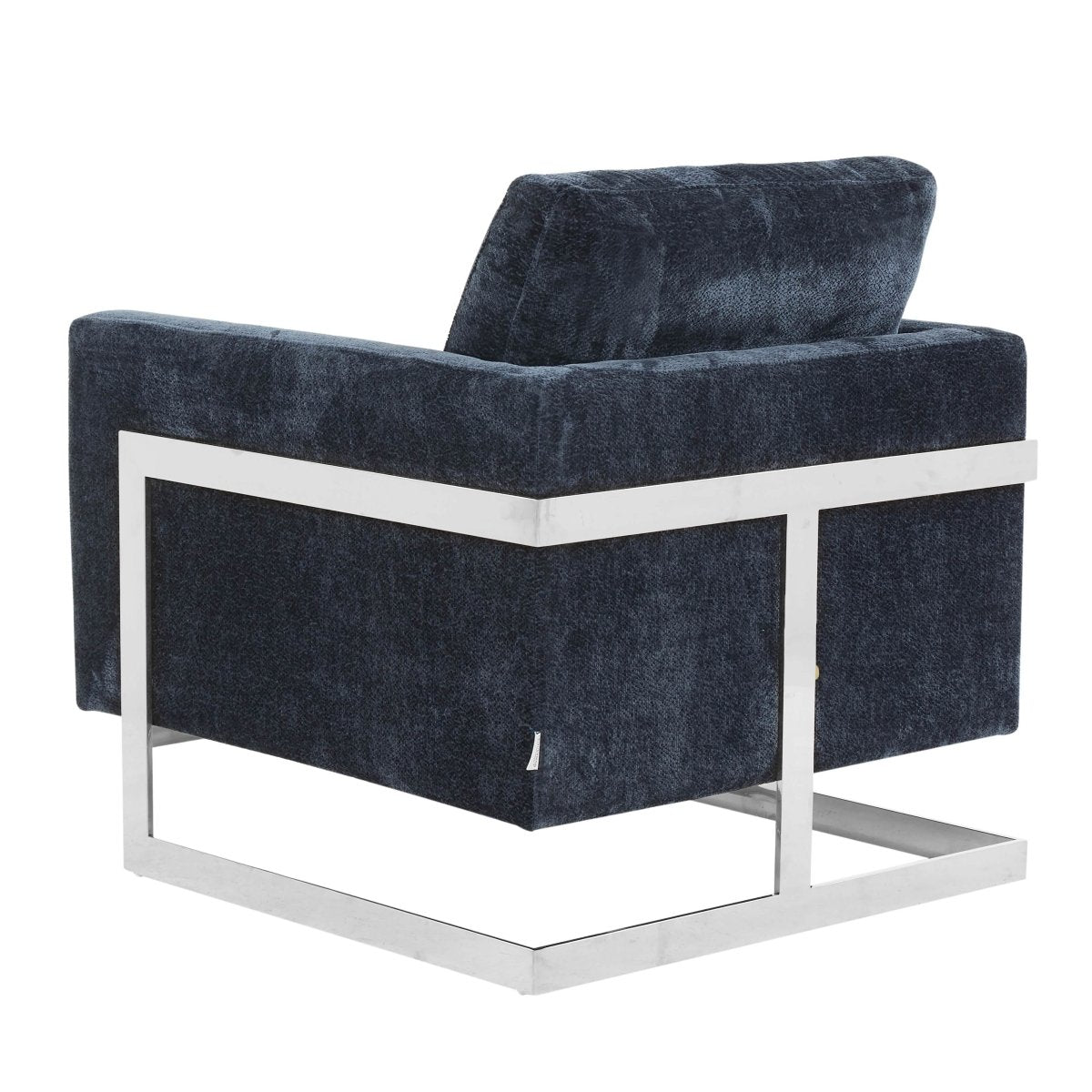 Lincoln Modern Upholstered in Fabric Single Seater Sofa With Gold/Black/White Metal Frame Boucle Silver Blue Sofa Leisuremod