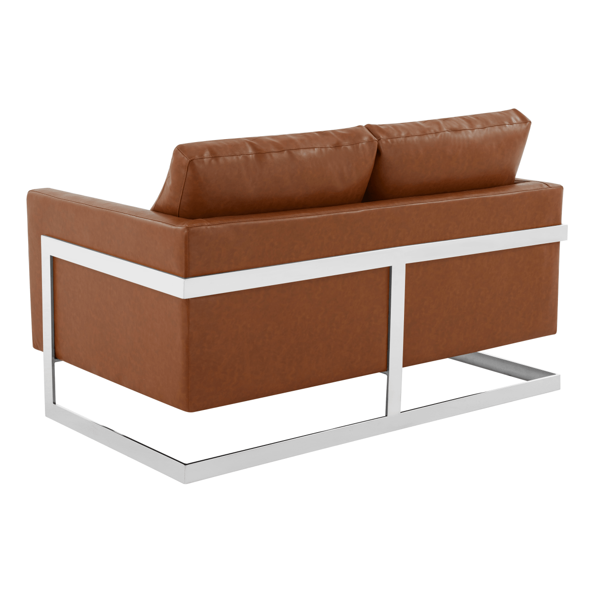 Lincoln Velvet/Leather Upholstered Loveseat with Gold/Black/Silver Steel Frame & Removable Cushions Leather Silver Black Sofa Leisuremod