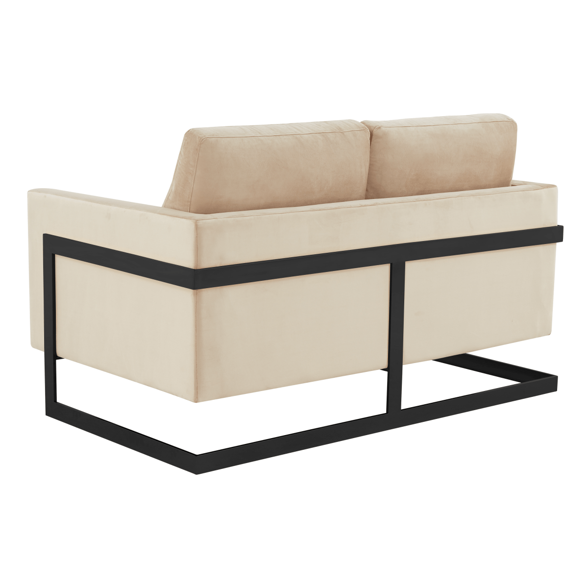 Lincoln Velvet/Leather Upholstered Loveseat with Gold/Black/Silver Steel Frame & Removable Cushions Leather Silver White Sofa Leisuremod