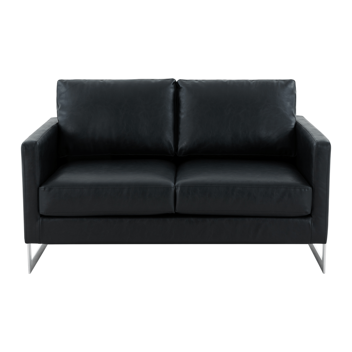 Lincoln Velvet/Leather Upholstered Loveseat with Gold/Black/Silver Steel Frame & Removable Cushions Velvet Silver Light Grey Sofa Leisuremod