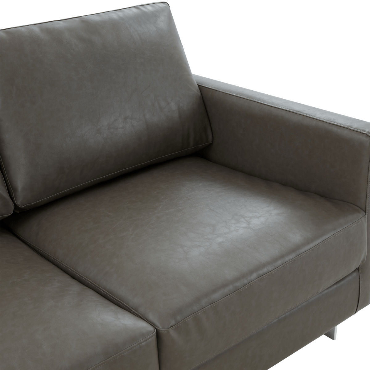 Lincoln Velvet/Leather Upholstered Loveseat with Gold/Black/Silver Steel Frame & Removable Cushions Leather Silver Grey Sofa Leisuremod