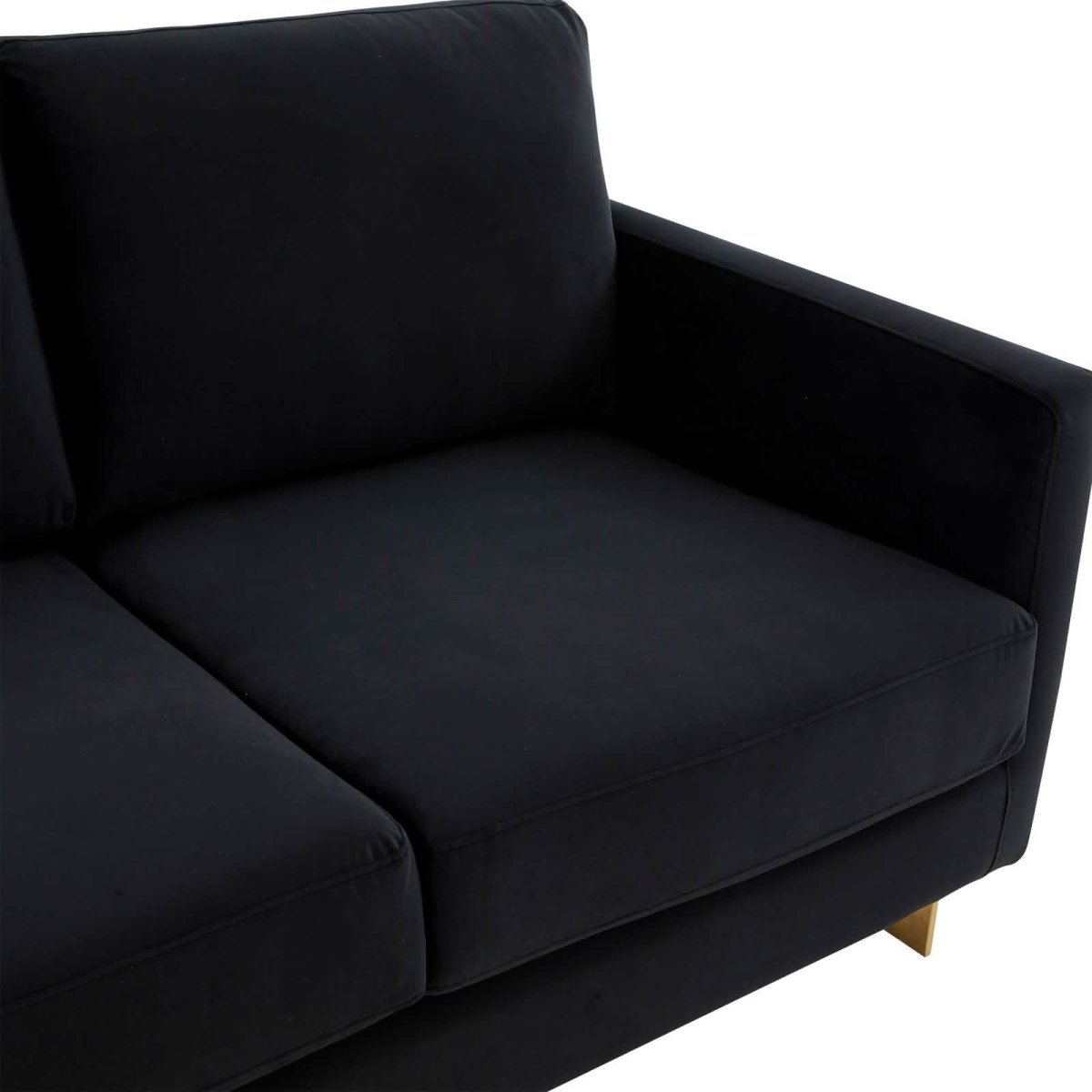 Lincoln Velvet/Leather Upholstered Loveseat with Gold/Black/Silver Steel Frame & Removable Cushions Velvet Gold Purple Sofa Leisuremod