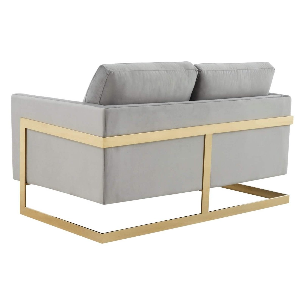 Lincoln Velvet/Leather Upholstered Loveseat with Gold/Black/Silver Steel Frame & Removable Cushions Velvet Gold Purple Sofa Leisuremod