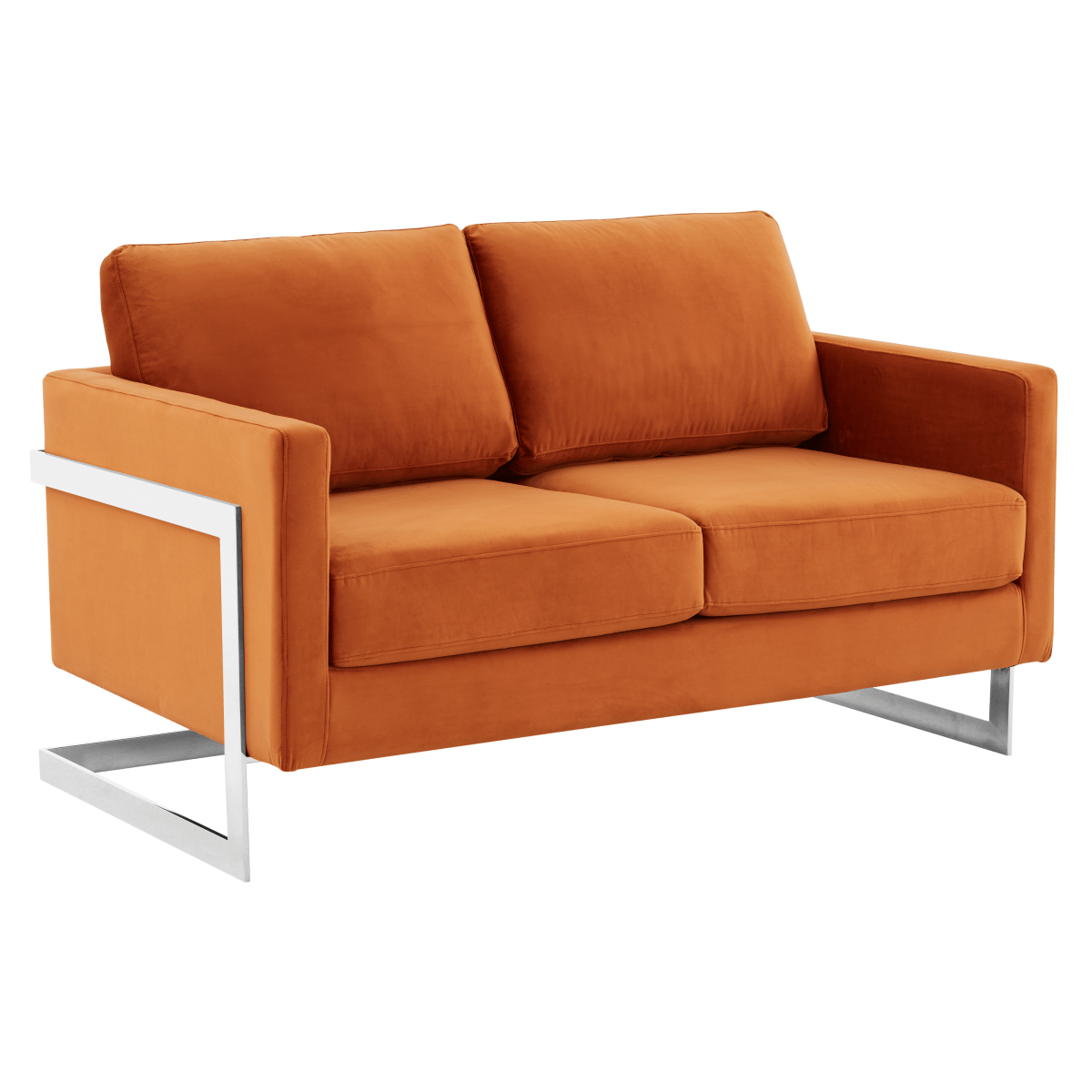 Lincoln Velvet/Leather Upholstered Loveseat with Gold/Black/Silver Steel Frame & Removable Cushions Velvet Silver Light Grey Sofa Leisuremod