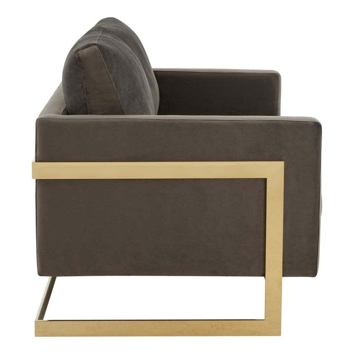 Lincoln Velvet/Leather Upholstered Loveseat with Gold/Black/Silver Steel Frame & Removable Cushions Velvet Gold Purple Sofa Leisuremod