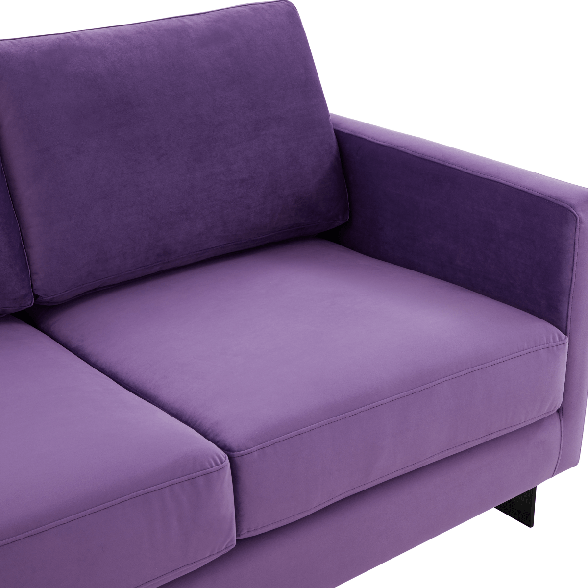 Lincoln Velvet/Leather Upholstered Loveseat with Gold/Black/Silver Steel Frame & Removable Cushions Velvet Black Light Grey Sofa Leisuremod