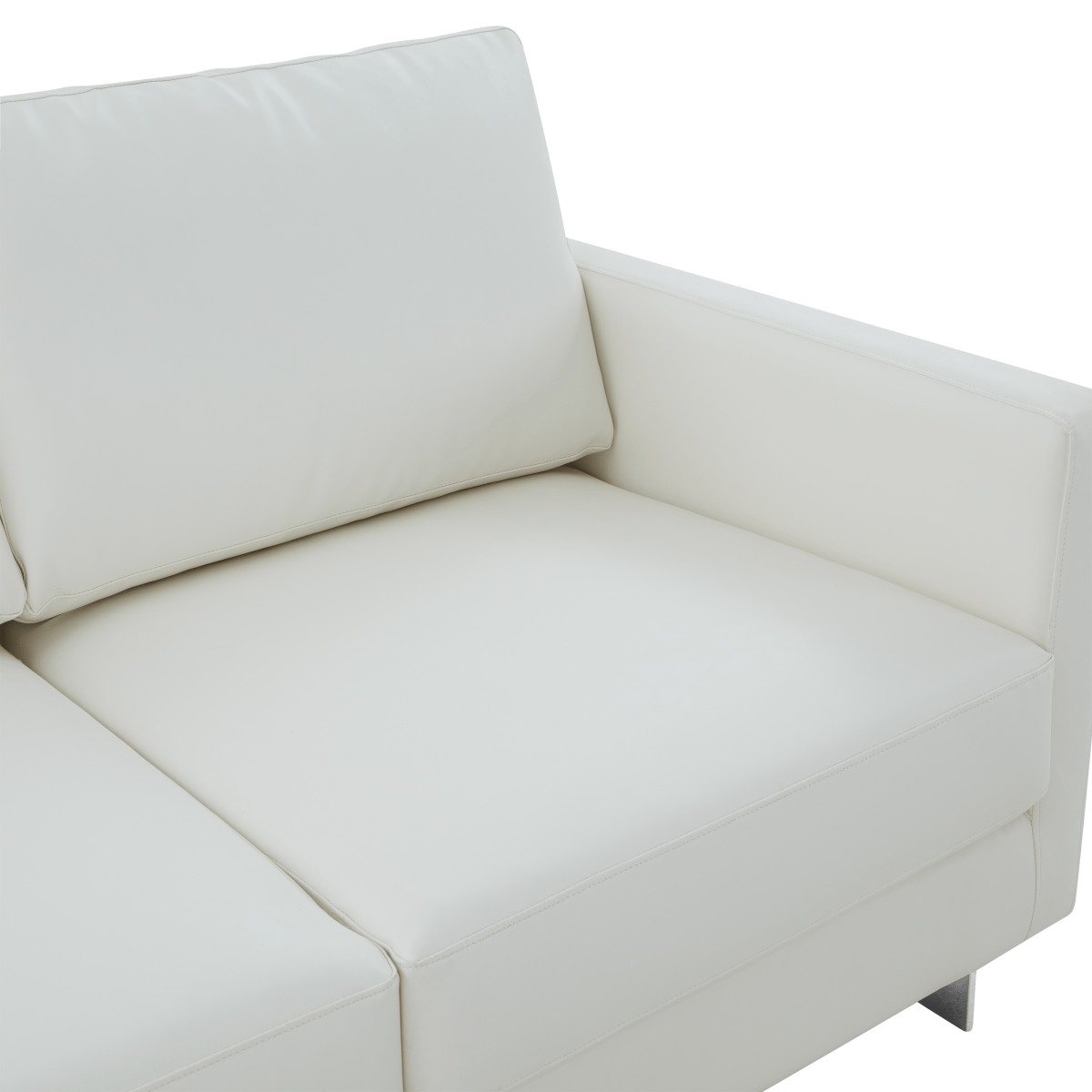 Lincoln Velvet/Leather Upholstered Loveseat with Gold/Black/Silver Steel Frame & Removable Cushions Leather Silver White Sofa Leisuremod