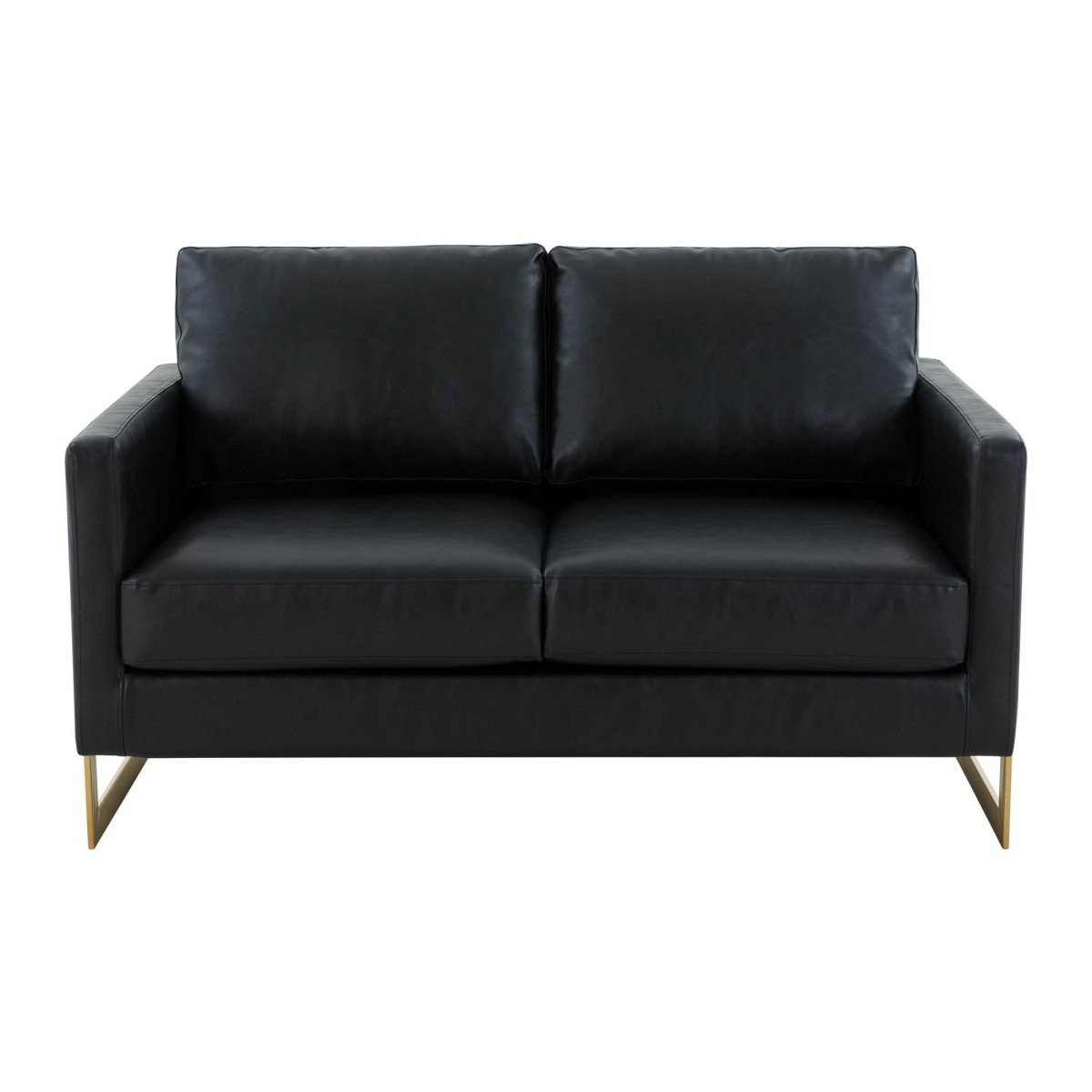 Lincoln Velvet/Leather Upholstered Loveseat with Gold/Black/Silver Steel Frame & Removable Cushions Velvet Gold Purple Sofa Leisuremod