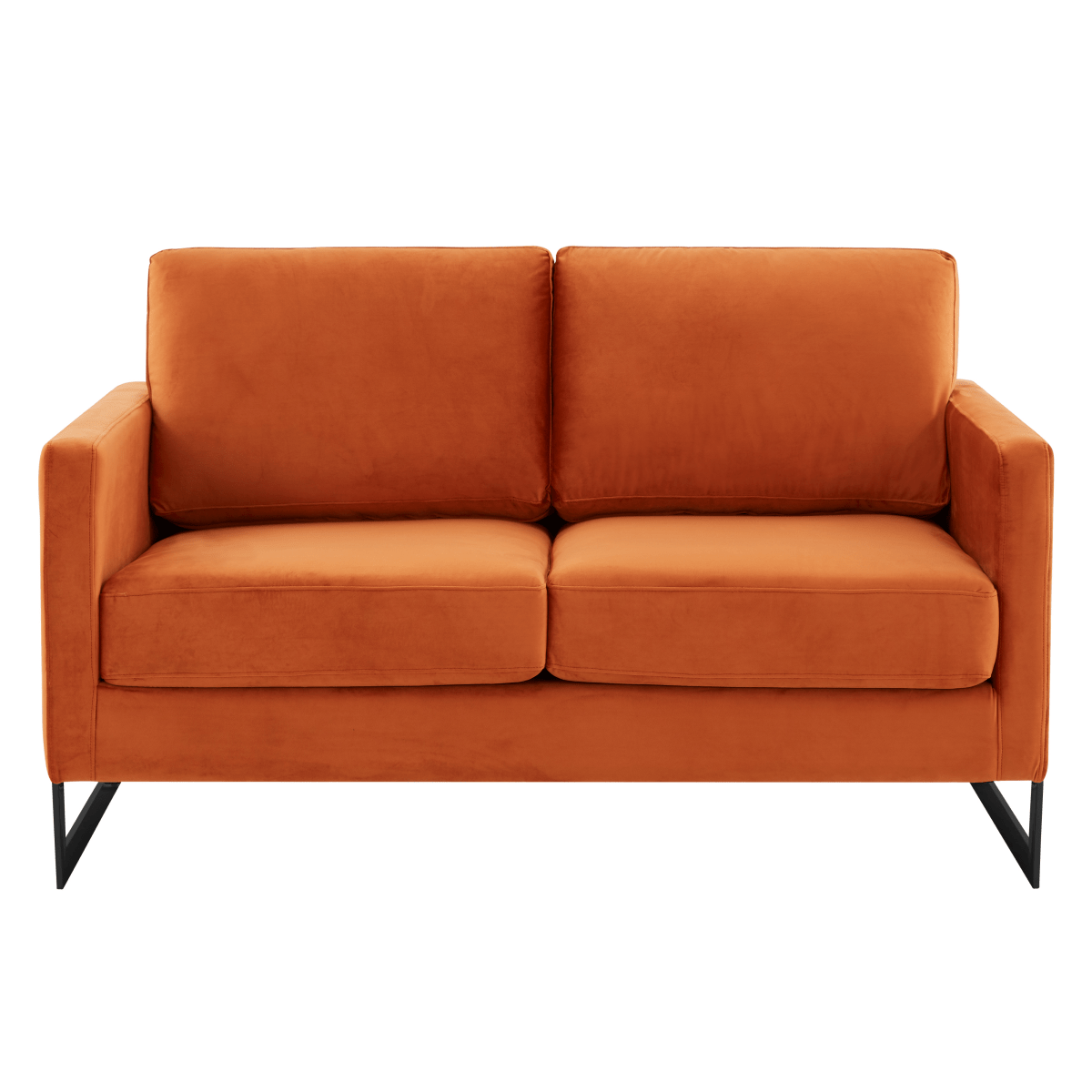 Lincoln Velvet/Leather Upholstered Loveseat with Gold/Black/Silver Steel Frame & Removable Cushions Velvet Black Light Grey Sofa Leisuremod