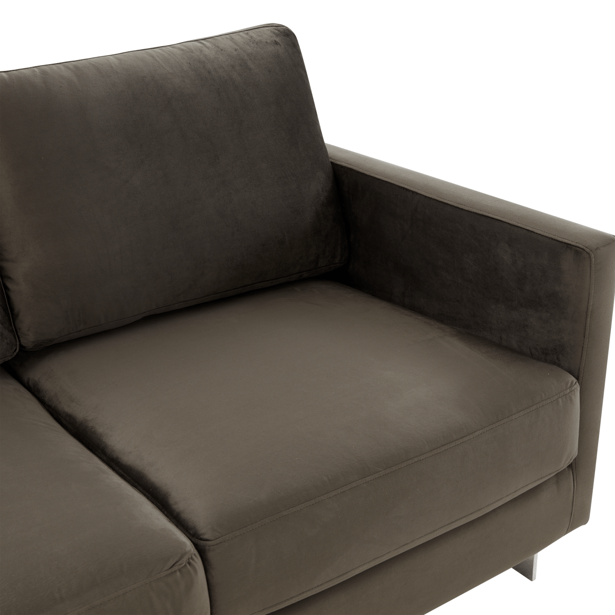 Lincoln Velvet/Leather Upholstered Loveseat with Gold/Black/Silver Steel Frame & Removable Cushions Velvet Silver Dark Grey Sofa Leisuremod