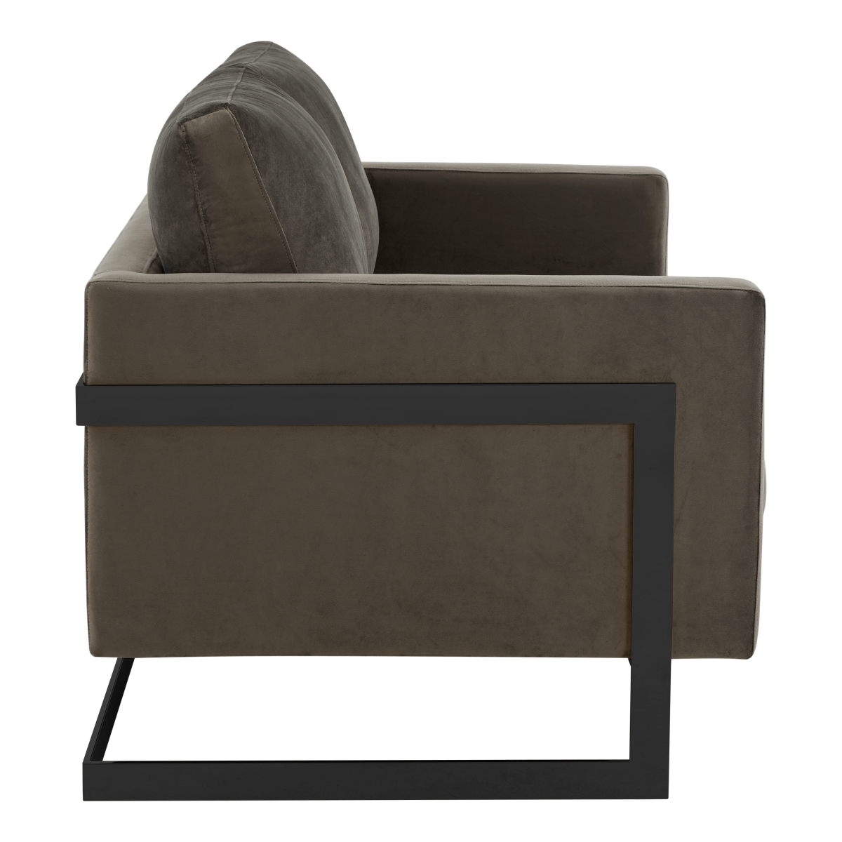 Lincoln Velvet/Leather Upholstered Loveseat with Gold/Black/Silver Steel Frame & Removable Cushions Velvet Black Midnight Black Sofa Leisuremod