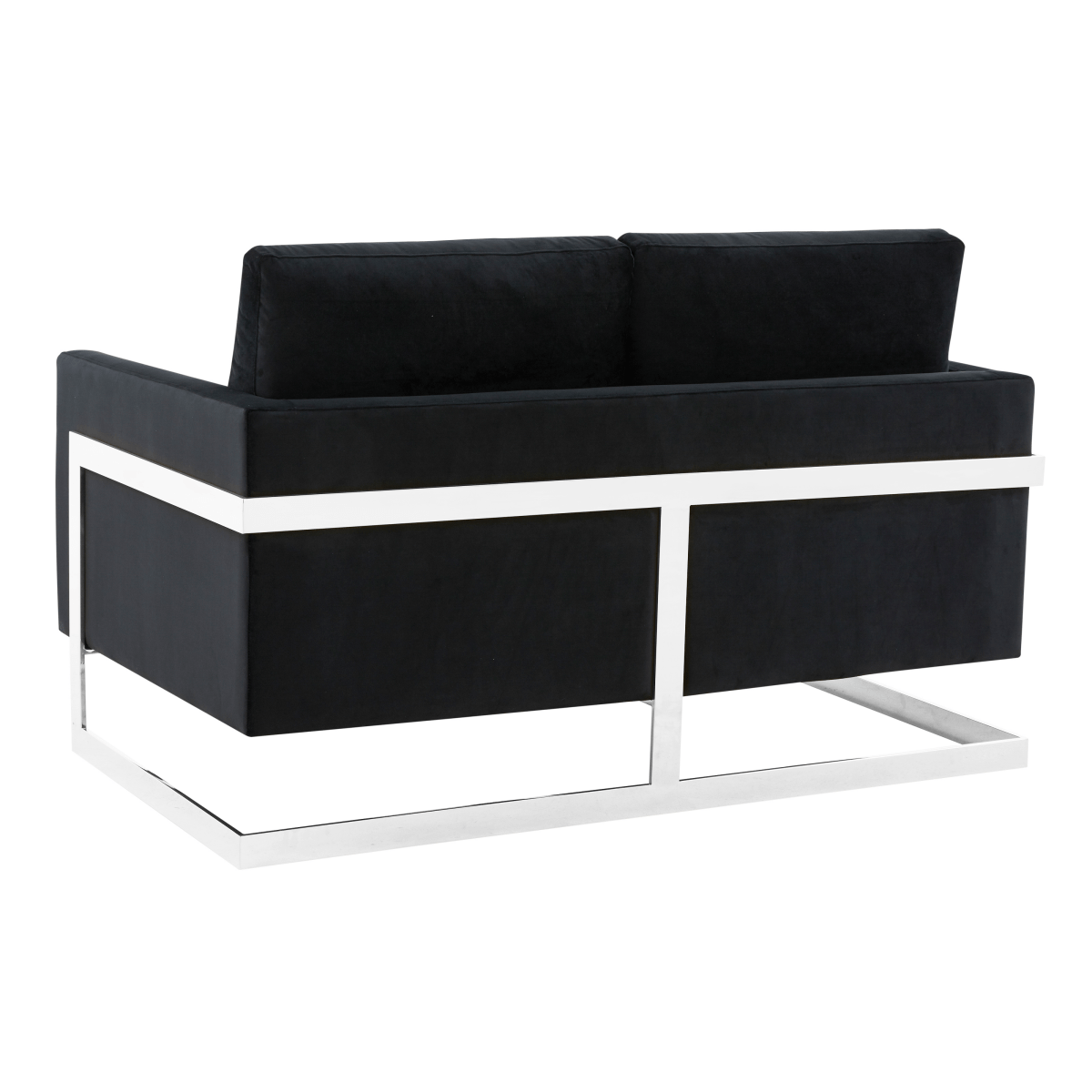 Lincoln Velvet/Leather Upholstered Loveseat with Gold/Black/Silver Steel Frame & Removable Cushions Velvet Silver Beige Sofa Leisuremod