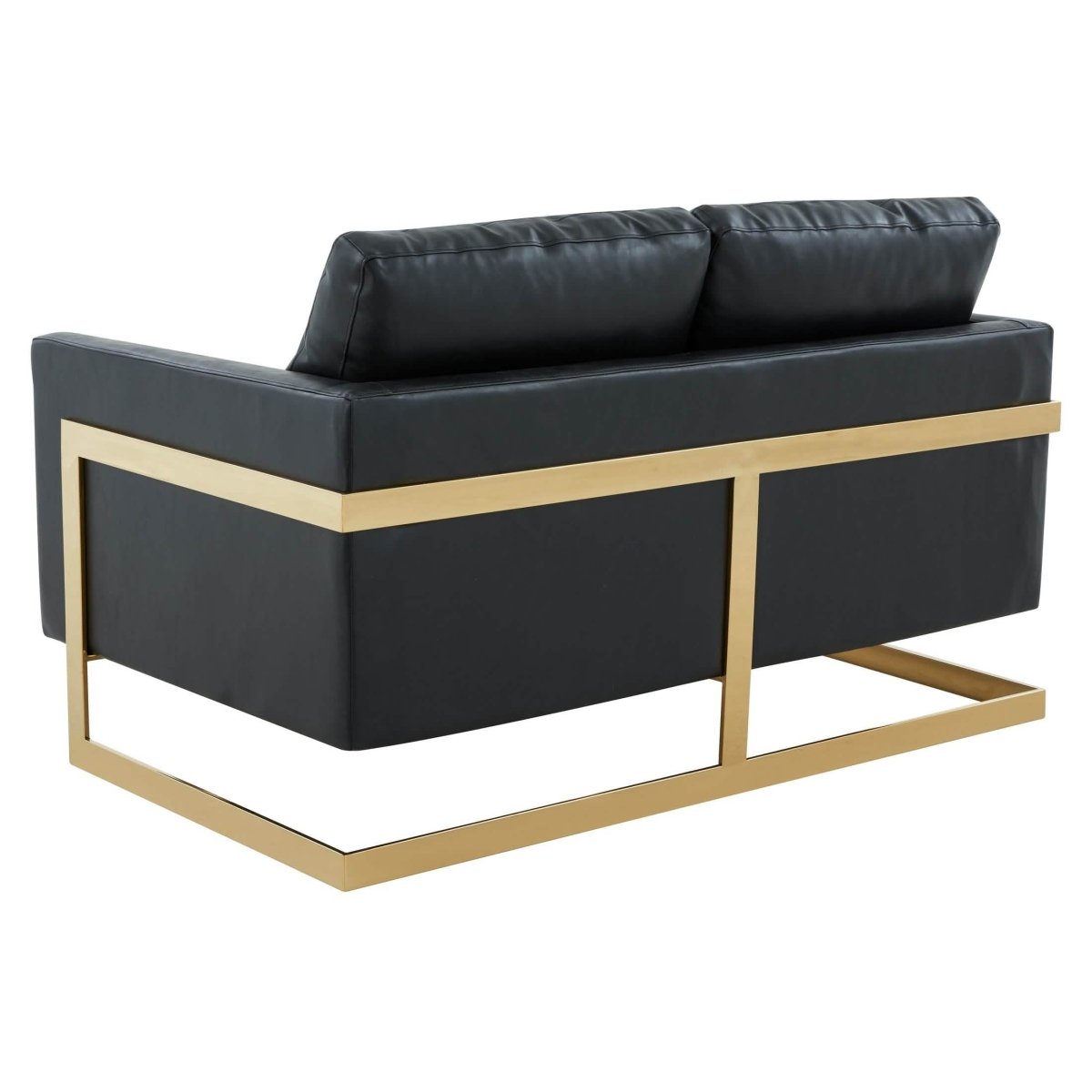 Lincoln Velvet/Leather Upholstered Loveseat with Gold/Black/Silver Steel Frame & Removable Cushions Velvet Gold Purple Sofa Leisuremod