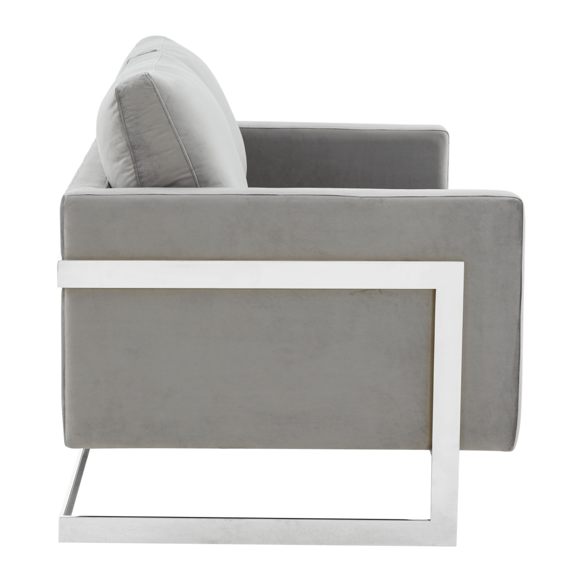 Lincoln Velvet/Leather Upholstered Loveseat with Gold/Black/Silver Steel Frame & Removable Cushions Velvet Silver Light Grey Sofa Leisuremod