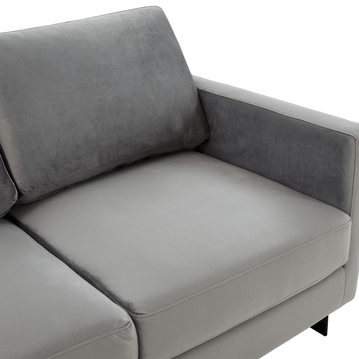 Lincoln Velvet/Leather Upholstered Loveseat with Gold/Black/Silver Steel Frame & Removable Cushions Velvet Black Dark Grey Sofa Leisuremod