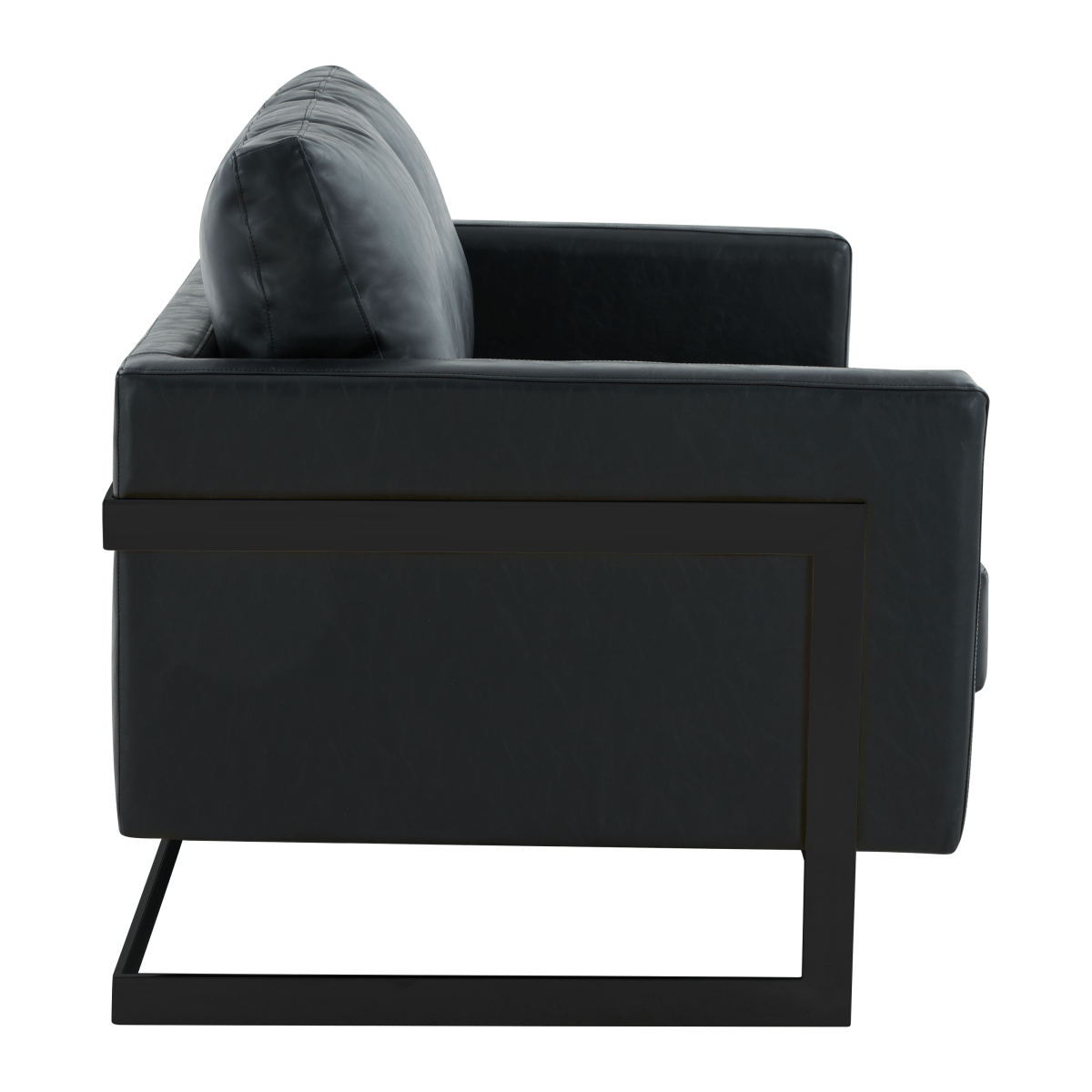 Lincoln Velvet/Leather Upholstered Loveseat with Gold/Black/Silver Steel Frame & Removable Cushions Velvet Black Light Grey Sofa Leisuremod