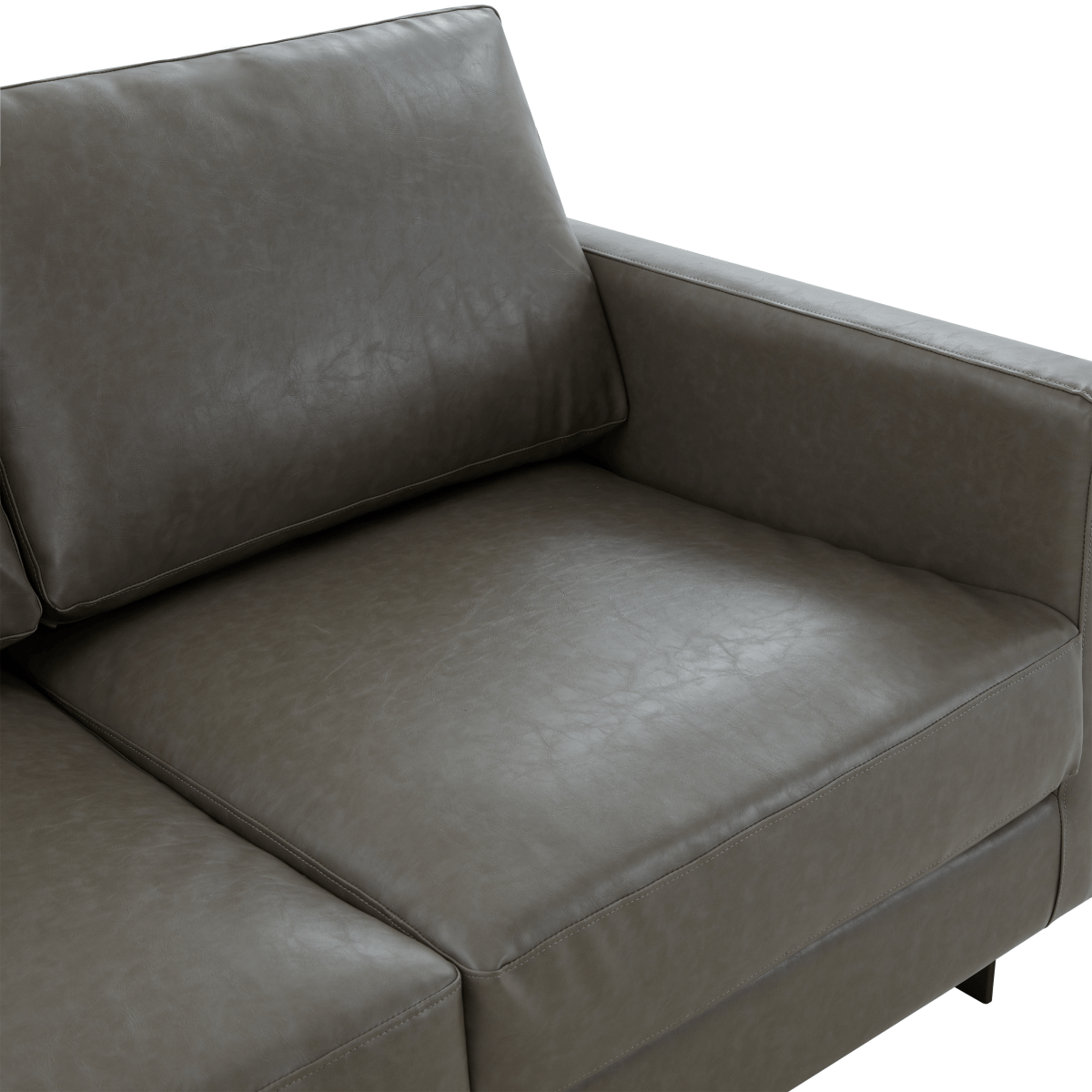 Lincoln Velvet/Leather Upholstered Loveseat with Gold/Black/Silver Steel Frame & Removable Cushions Leather Black Grey Sofa Leisuremod