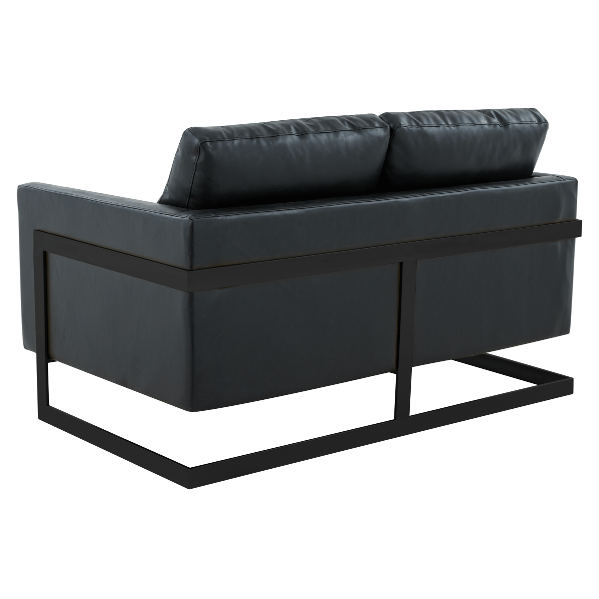 Lincoln Velvet/Leather Upholstered Loveseat with Gold/Black/Silver Steel Frame & Removable Cushions Velvet Black Light Grey Sofa Leisuremod