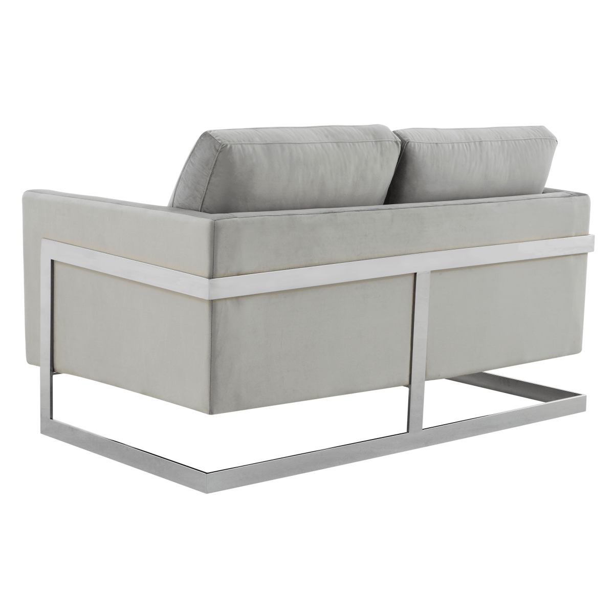 Lincoln Velvet/Leather Upholstered Loveseat with Gold/Black/Silver Steel Frame & Removable Cushions Velvet Silver Dark Grey Sofa Leisuremod