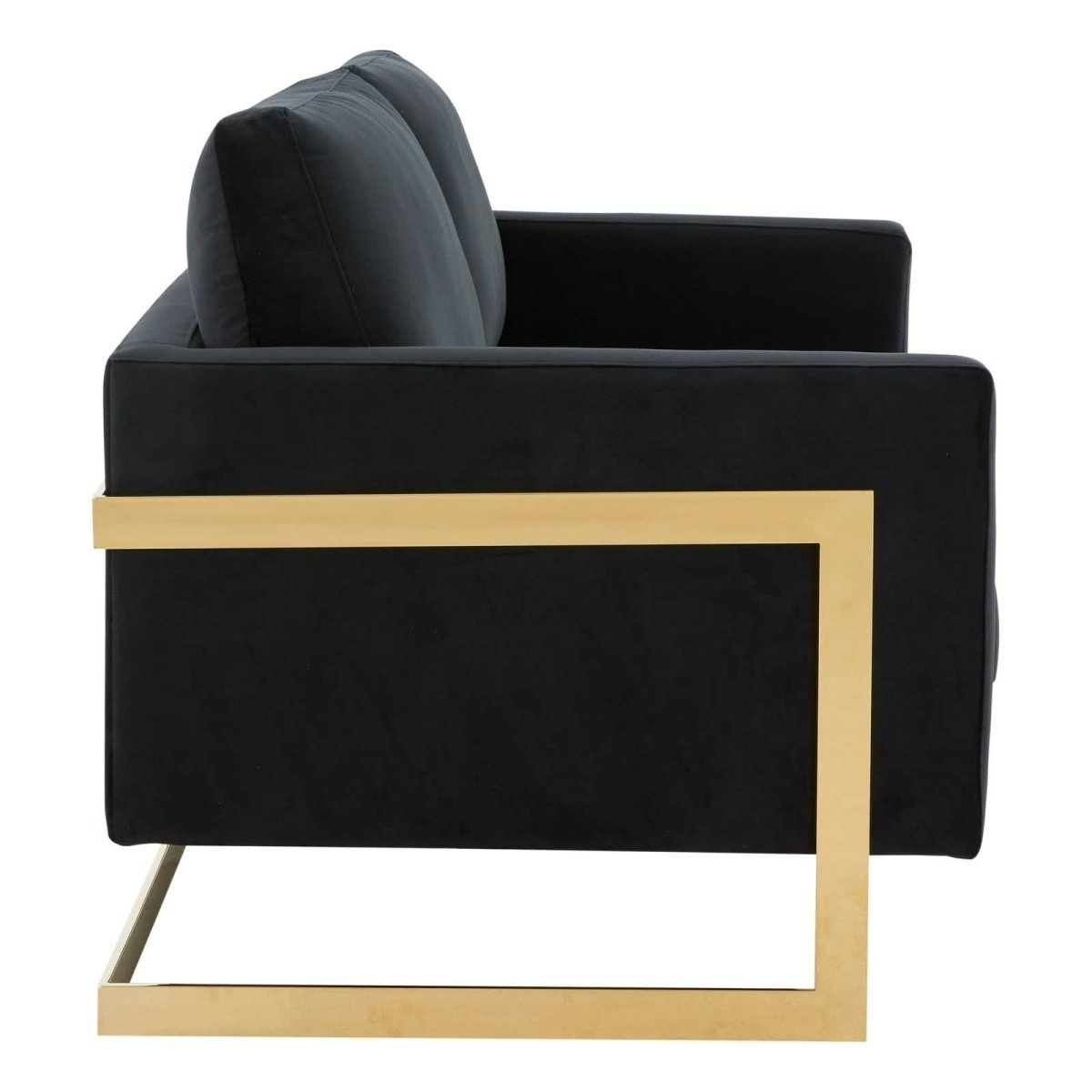 Lincoln Velvet/Leather Upholstered Loveseat with Gold/Black/Silver Steel Frame & Removable Cushions Velvet Gold Purple Sofa Leisuremod