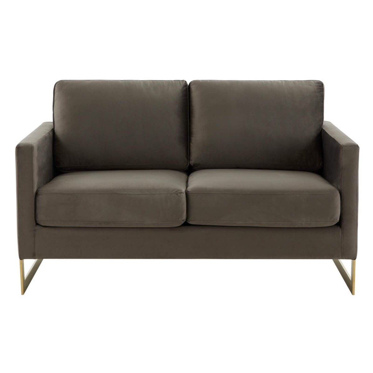Lincoln Velvet/Leather Upholstered Loveseat with Gold/Black/Silver Steel Frame & Removable Cushions Velvet Gold Purple Sofa Leisuremod