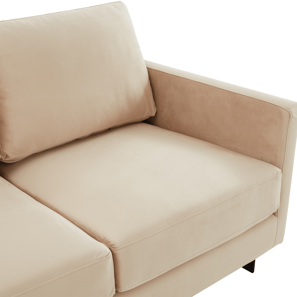 Lincoln Velvet/Leather Upholstered Loveseat with Gold/Black/Silver Steel Frame & Removable Cushions Velvet Black Beige Sofa Leisuremod
