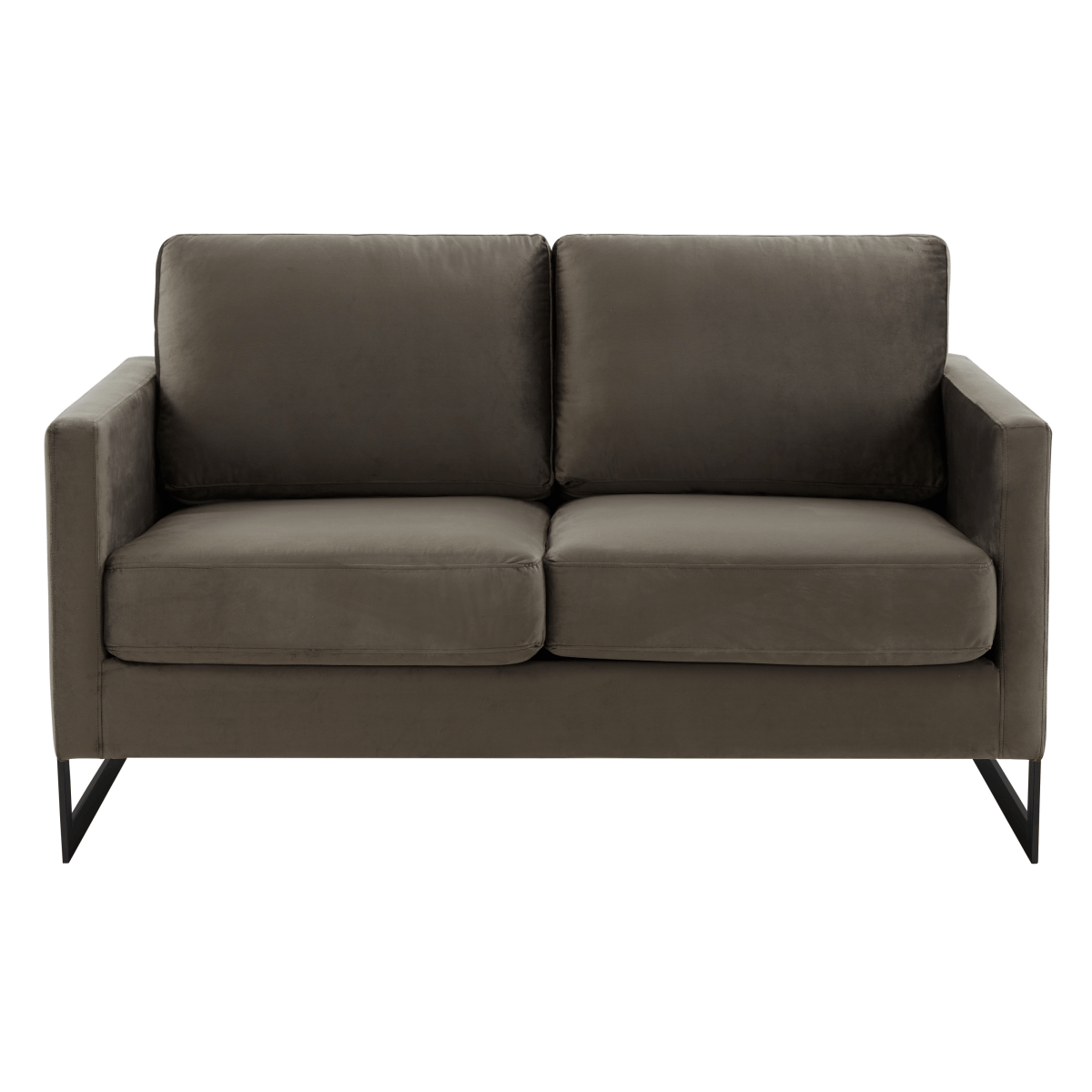 Lincoln Velvet/Leather Upholstered Loveseat with Gold/Black/Silver Steel Frame & Removable Cushions Velvet Black Midnight Black Sofa Leisuremod