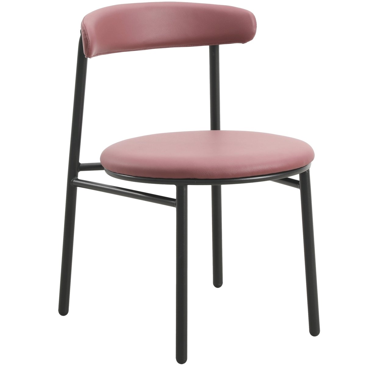 Lume Modern Dining Chair Upholstered in Polyester with Metal Legs Burgundy Dining Chair Leisuremod