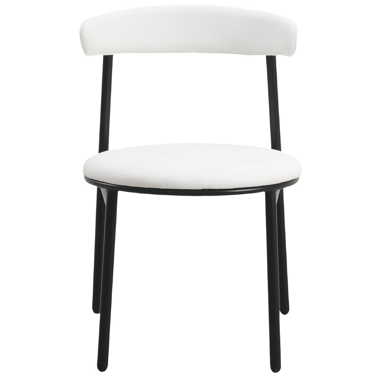Lume Modern Dining Chair Upholstered in Polyester with Metal Legs White Dining Chair Leisuremod