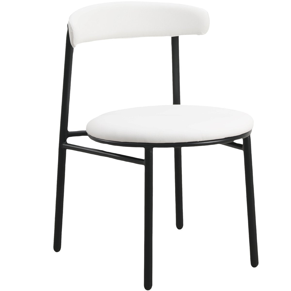 Lume Modern Dining Chair Upholstered in Polyester with Metal Legs White Dining Chair Leisuremod
