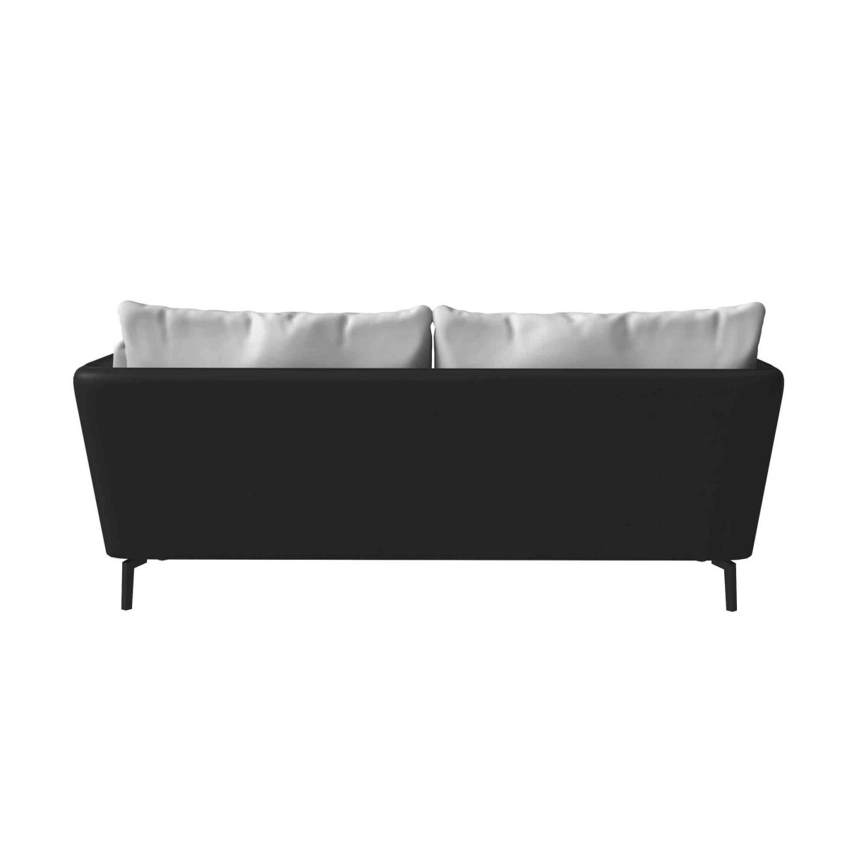 Luxify 3-Seater Leather Sofa with Stainless Steel Legs and Removable Cushions Black Grey Sofa Leisuremod