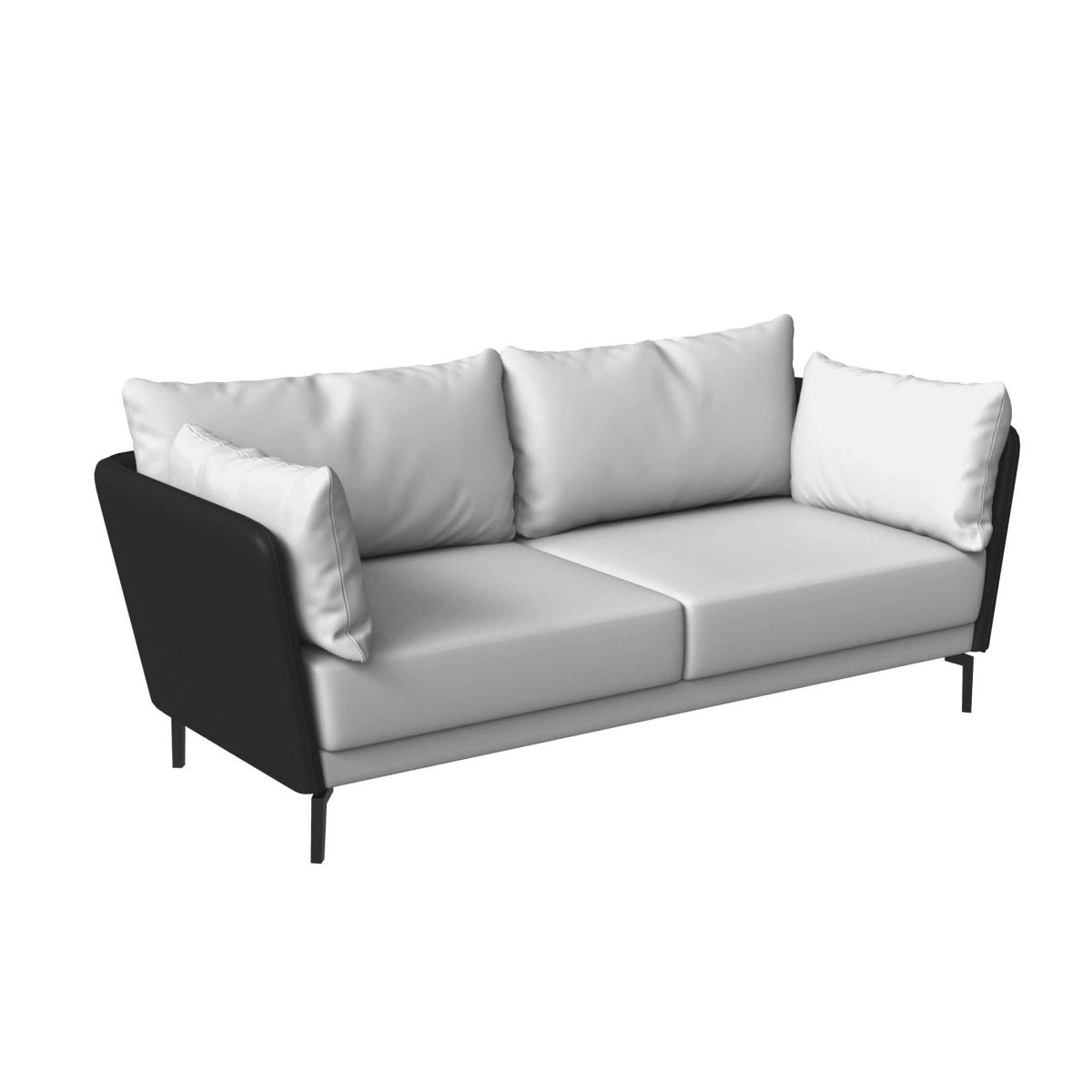 Luxify 3-Seater Leather Sofa with Stainless Steel Legs and Removable Cushions Black Grey Sofa Leisuremod