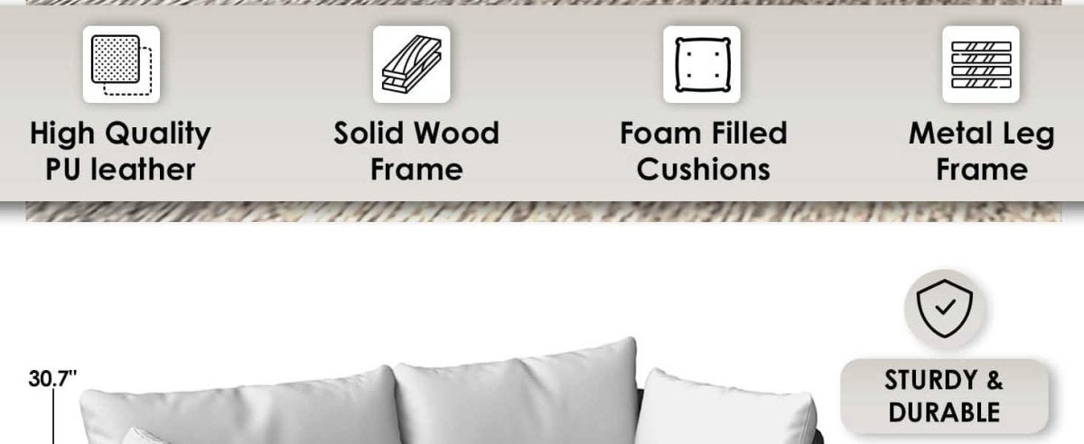 Luxify 3-Seater Leather Sofa with Stainless Steel Legs and Removable Cushions Green Sofa Leisuremod
