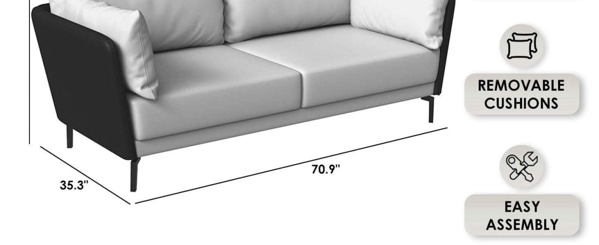 Luxify 3-Seater Leather Sofa with Stainless Steel Legs and Removable Cushions Green Sofa Leisuremod